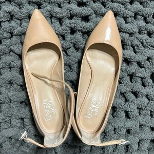 Franco Sarto ankle strap kitten heel Color: Nude. Size 7.5.